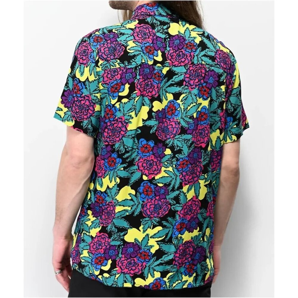 Empyre Mens Floral Multicolored Short Sleeve Collared Button Down Shirt Size L - Picture 2 of 11